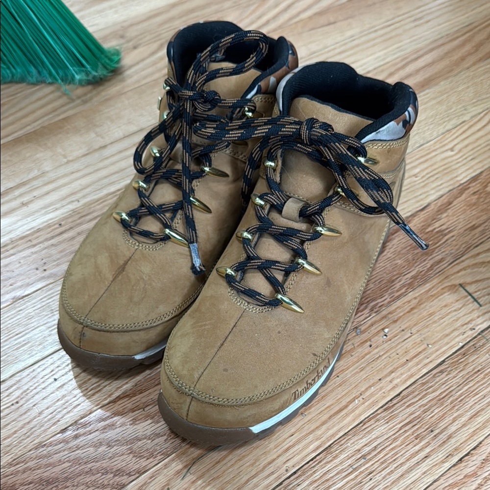 Timberland Brown and Black Hiking Boots with Sturdy Sole
